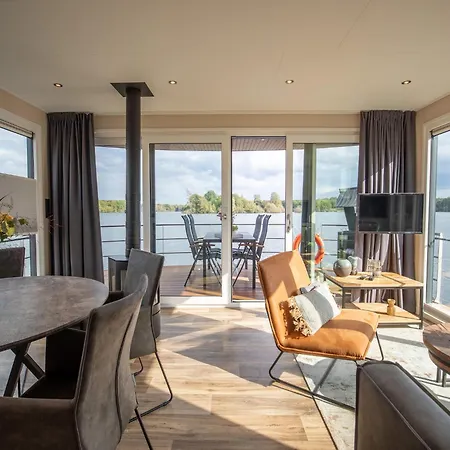 Houseboat With A View Over The Leukermeer, On The Edge Of A Holiday Park