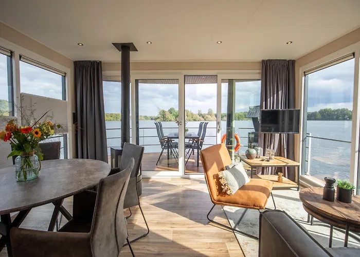 Houseboat With A View Over The Leukermeer, On The Edge Of A Holiday Park